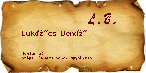 Lukács Benő névjegykártya