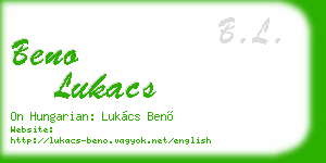 beno lukacs business card