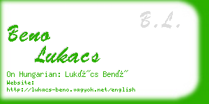 beno lukacs business card